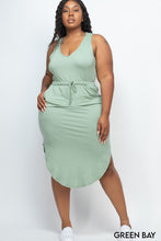 Load image into Gallery viewer, PLUS SIZE DRAWSTRING SLEEVELESS MIDI DRESS