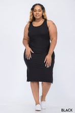 Load image into Gallery viewer, Plus Size Ribbed Side Slit Tank Dress