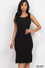 Load image into Gallery viewer, Ribbed Side Slit Tank Midi Dress
