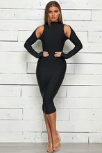 Load image into Gallery viewer, OPEN BACK MID LENGTH LONG SLEEVE BANDAGE DRESS